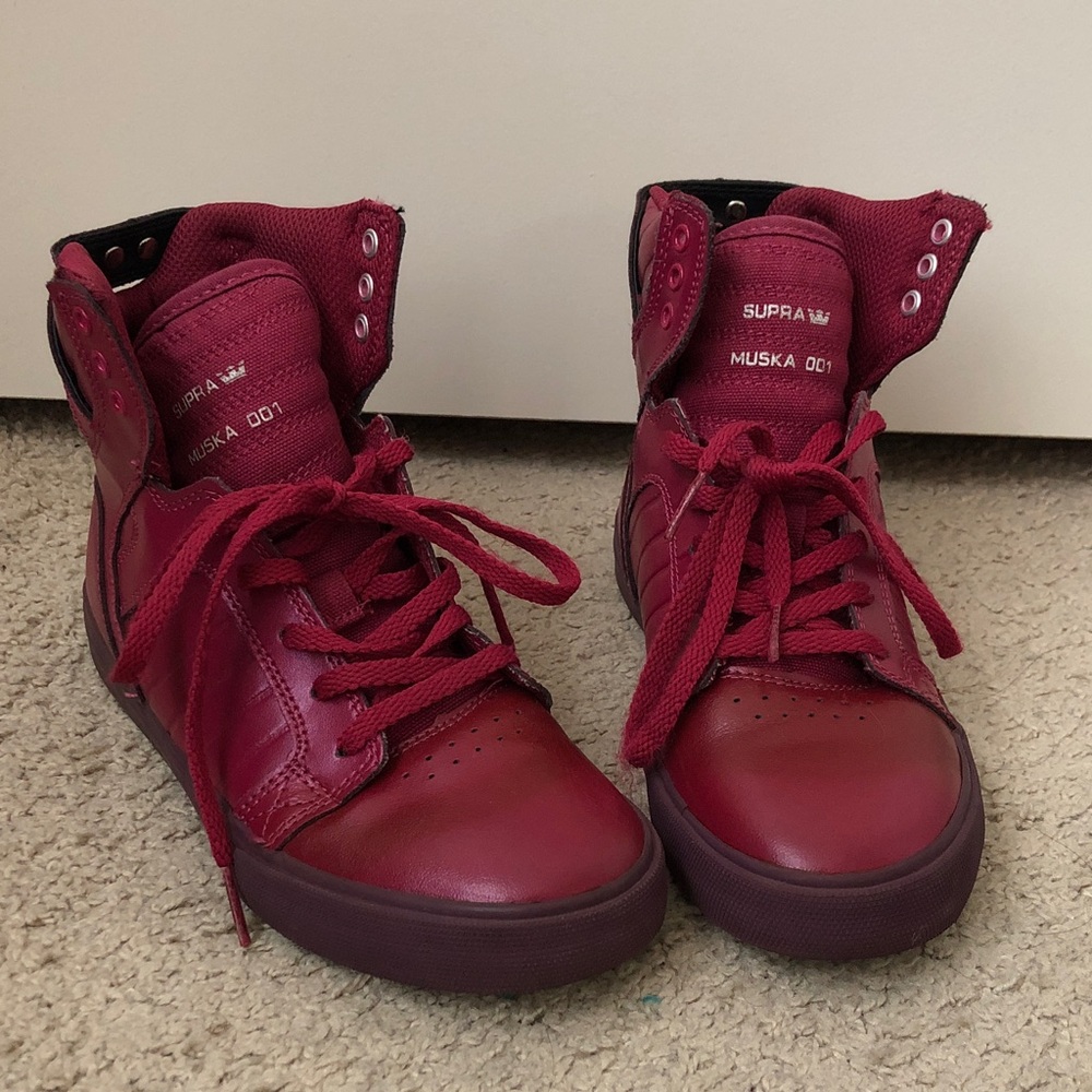 Supra Kids High-Top Sneakers in Berry Pink
